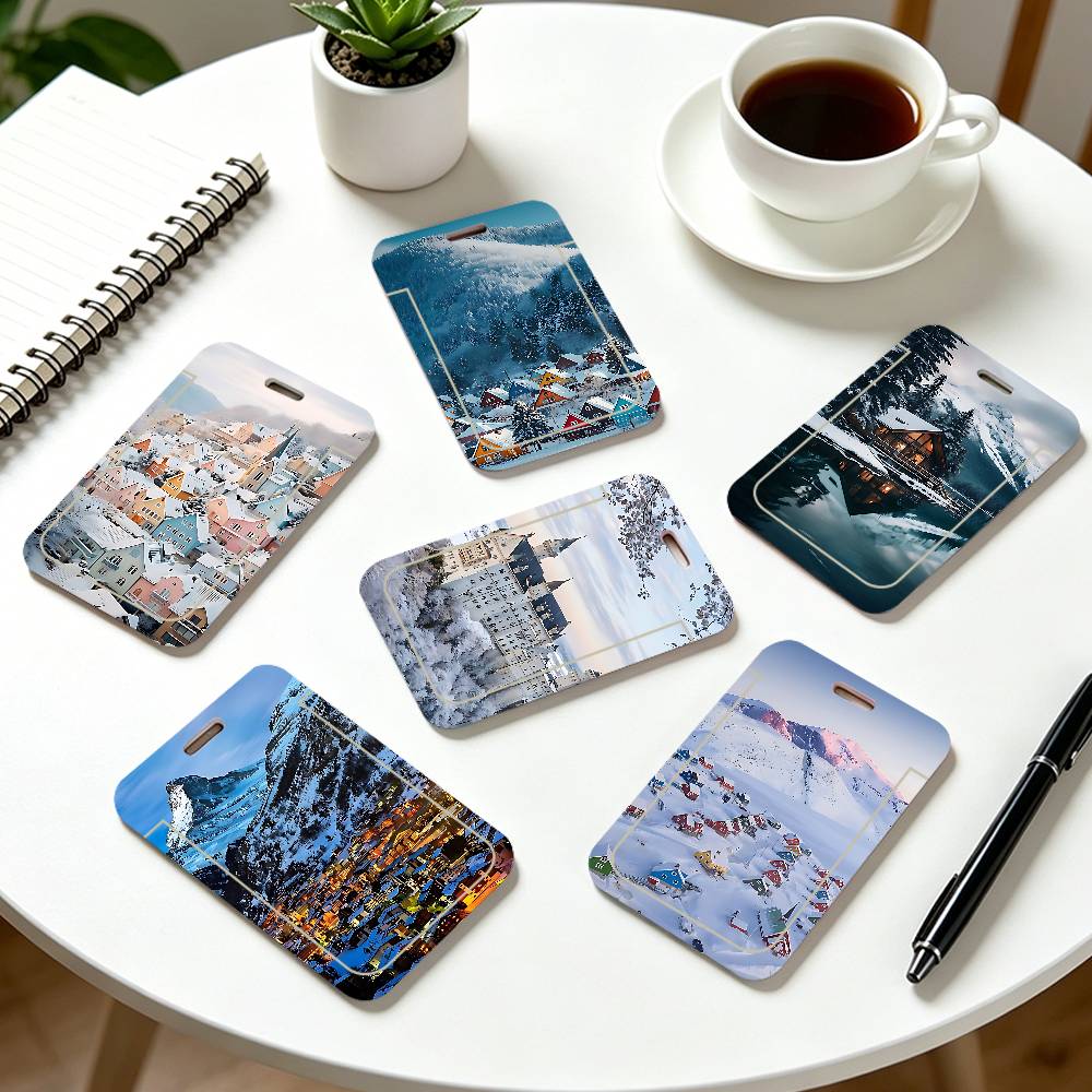 Lanyard Badge Holder - Snow View House Landscape Clear ID