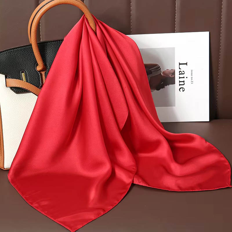 Silk Neck Scarf - Luxury Solid Color Silk Square Scarf