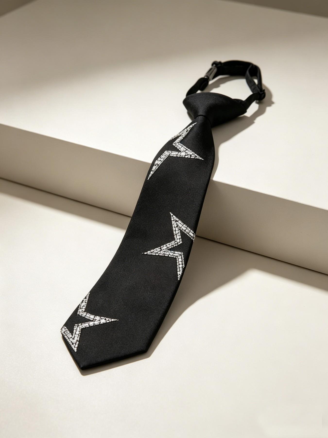 Bow Tie Pre Tied - Pre-Tied Star Sequin Tie, Adjustable Bowtie,