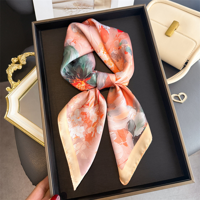 2026 New Floral Print Silk Squ - огляд і ціна Silk Neck Scarf