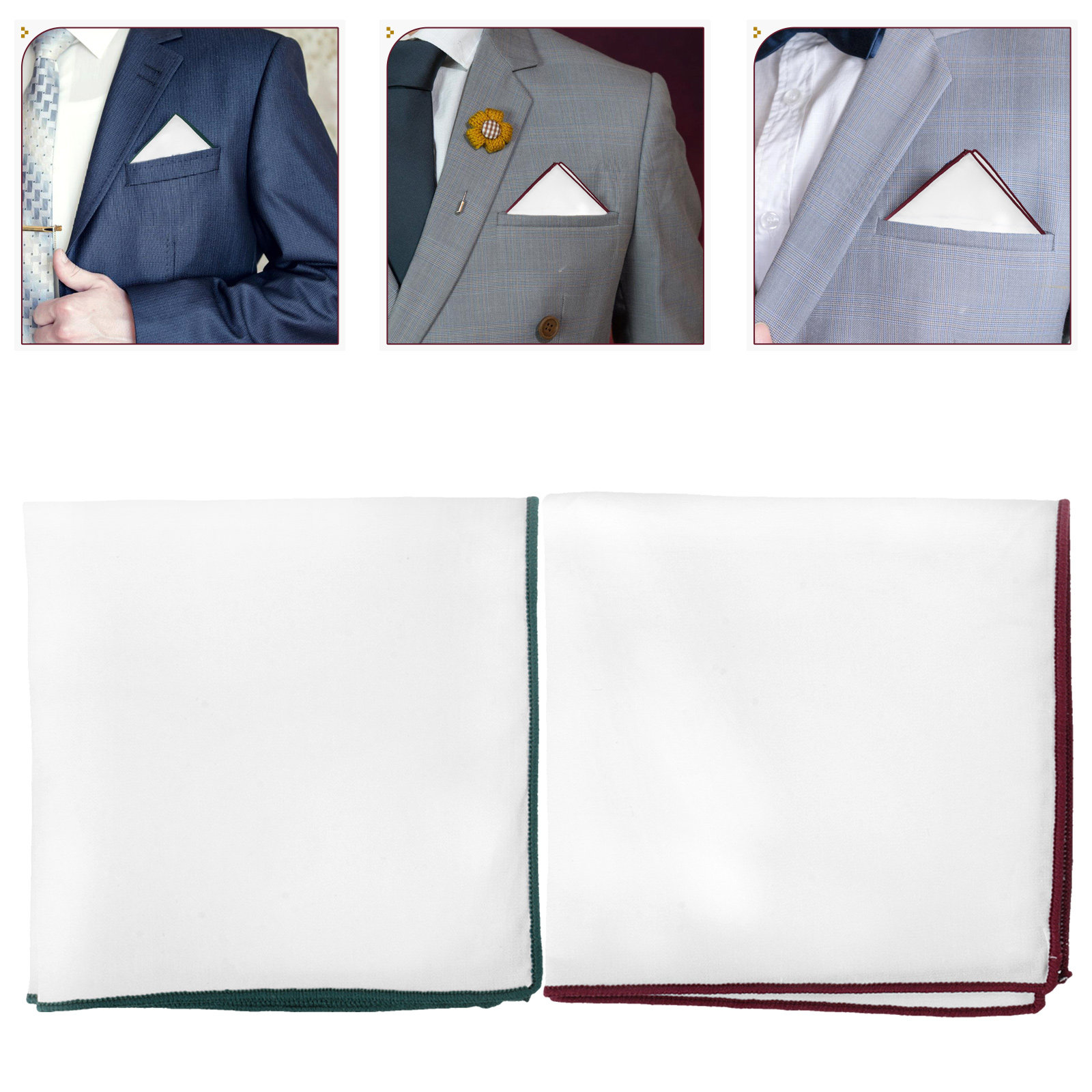 2Pcs White Simple Cotton Pocke - огляд і ціна Handkerchief Cotton Men